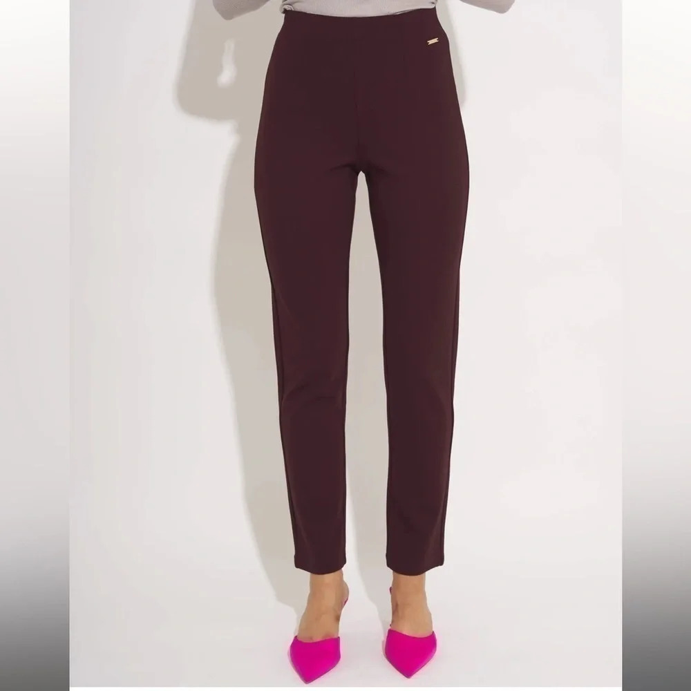 Tahari | Burgundy High Rise Pull-On Ponte Pant (S) - Picture 4 of 9